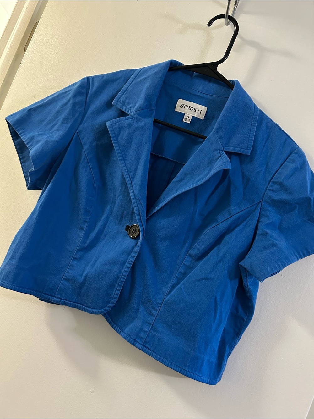 Vintage Studio I Cropped Royal Blue Short Sleeve Blazer